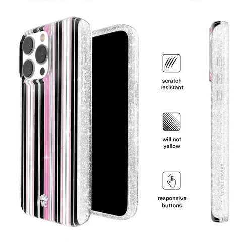 Pretty Punk Stripes Glitter iPhone Case