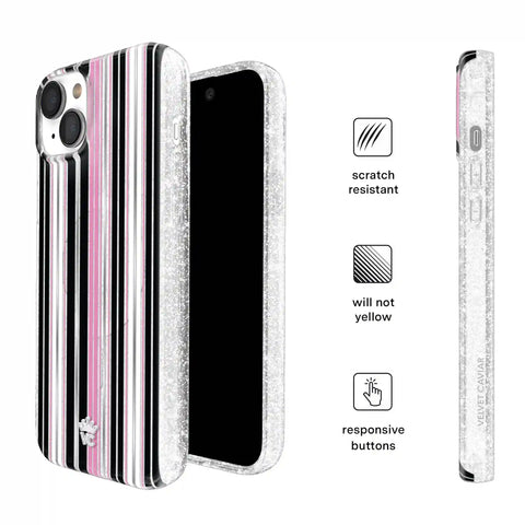 Pretty Punk Stripes Glitter iPhone Case