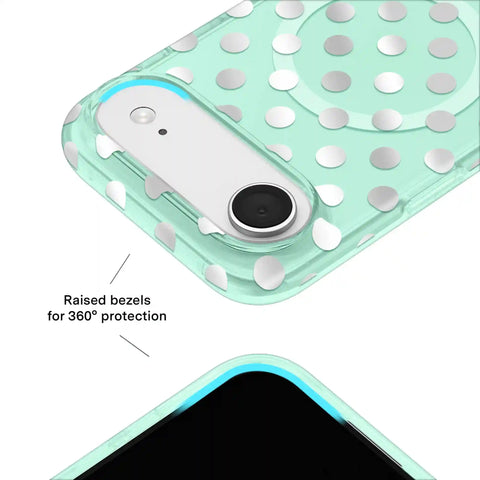 Mint Chrome Polka Dot iPhone Case
