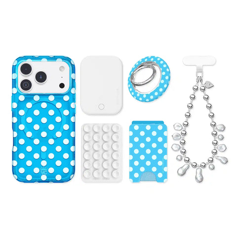 Aquamarine Polka Dot iPhone Bundle Set