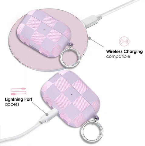 Lilac Vibe Checkered AirPod Case