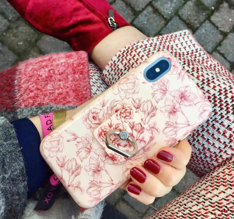 Nude Red Chrome Floral iPhone Case