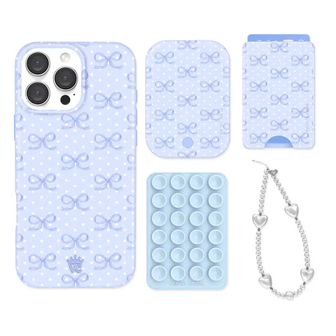 Lovely Blue Bows iPhone Bundle Set - Wallet