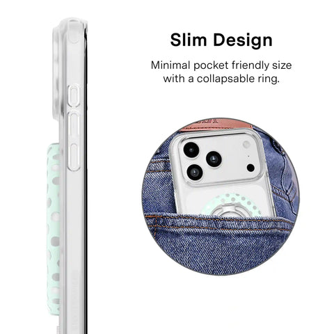 Mint Chrome Polka Dot MagSafe Grip Ring