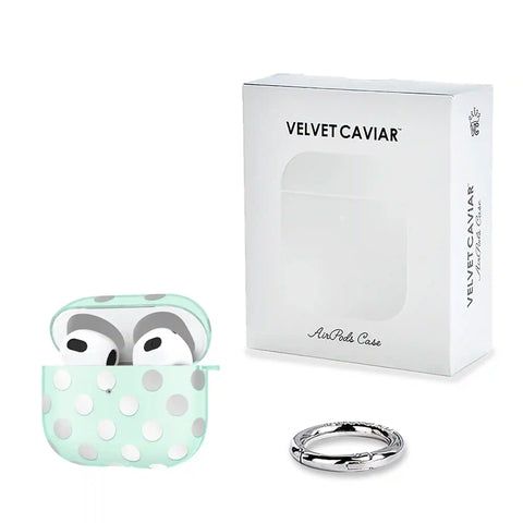 Mint Chrome Polka Dot AirPod Case