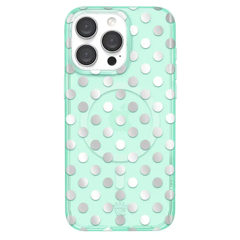 Mint Chrome Polka Dot iPhone Case