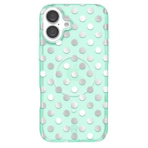 Mint Chrome Polka Dot iPhone Case