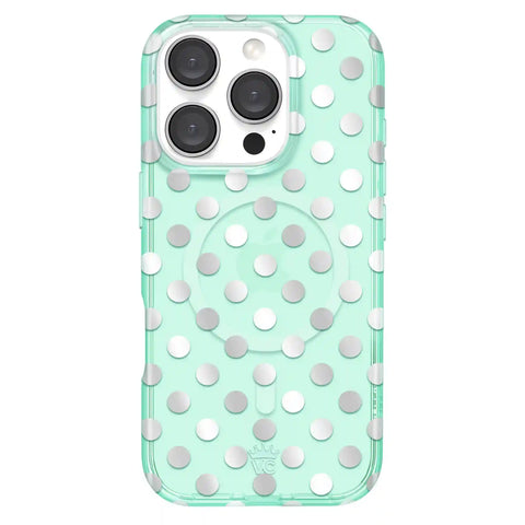 Mint Chrome Polka Dot iPhone Case