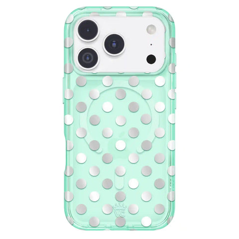 Mint Chrome Polka Dot iPhone Case