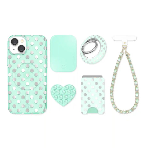 Mint Chrome Polka Dot iPhone Bundle Set