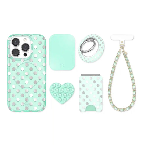Mint Chrome Polka Dot iPhone Bundle Set