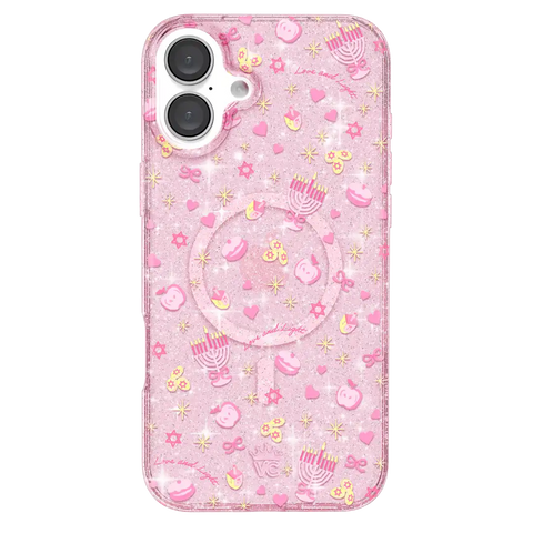 Pink Hanukkah Glitter iPhone Case