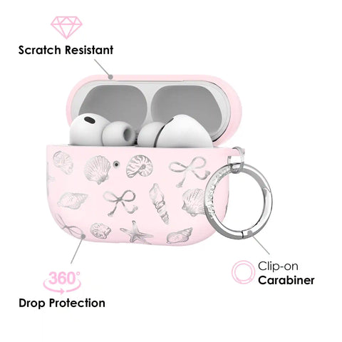 Pink Coastal Seashells AirPod Case