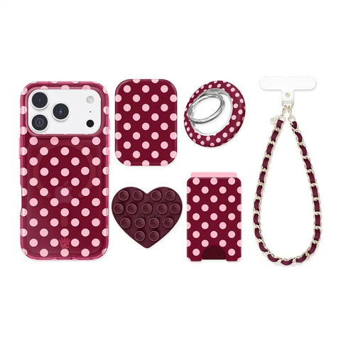 Raspberry Polka Dot iPhone Bundle Set