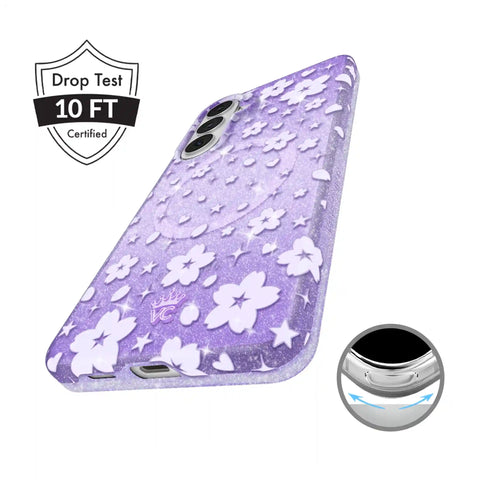 Lavender Cherry Blossom Glitter Samsung Case