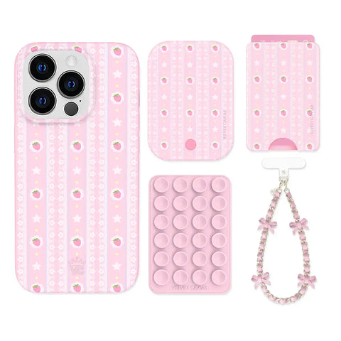 Strawberry Macaron iPhone Bundle Set - Wallet