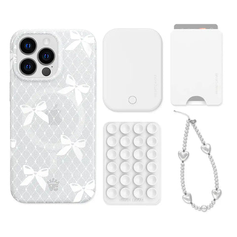 Vintage Lace Bows iPhone Bundle Set - Wallet