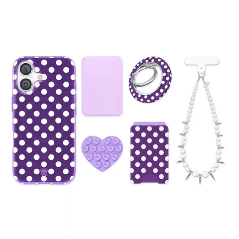Violet Glow Polka Dot iPhone Bundle Set