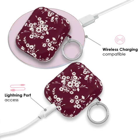 French Burgundy Floral AirPod Case