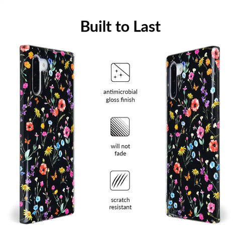 Black Wildflower Samsung Case