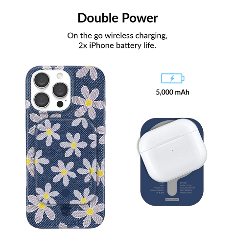 Denim Daisy Portable MagSafe Charger Power Pack