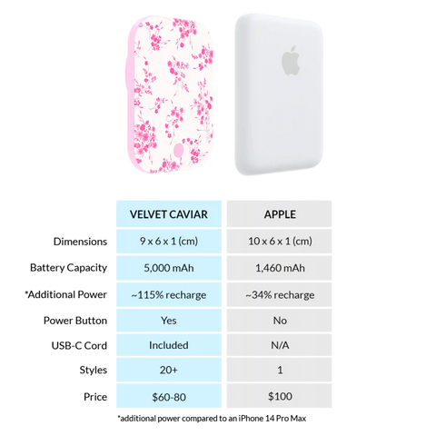 French Rose Floral Portable MagSafe Charger Power Pack