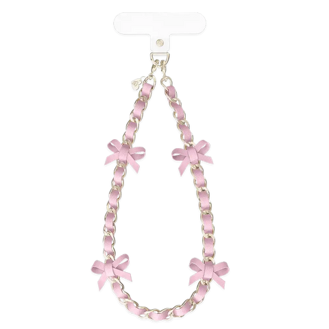 Pink Bow Leather Chain Phone Charm