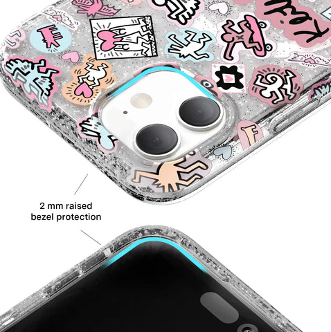 Keith Haring Pastel Glitter iPhone Case
