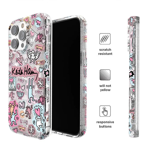 Keith Haring Pastel Glitter iPhone Case