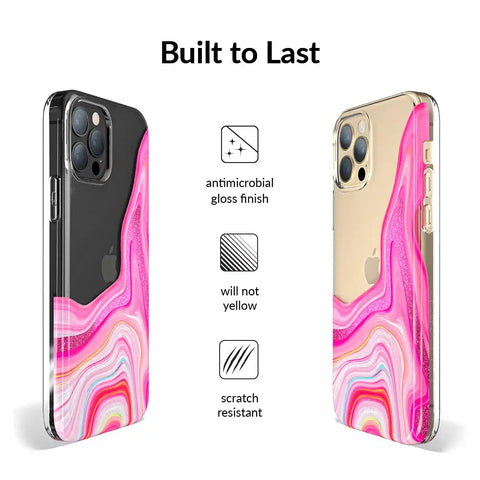 Pink Geode Glitter Clear iPhone Case