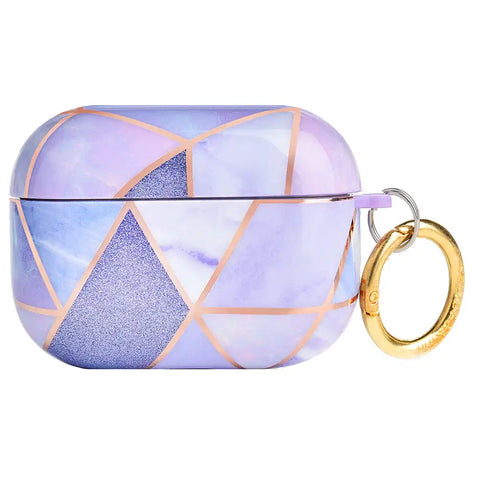 Purple Geometric Marble Airpods Case