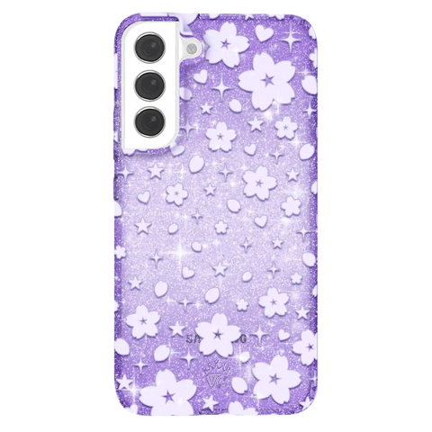 Lavender Cherry Blossom Glitter Samsung Case