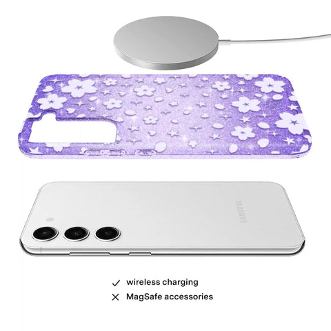 Lavender Cherry Blossom Glitter Samsung Case