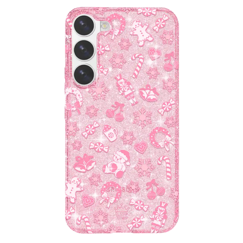 Pink Christmas Glitter Samsung Case