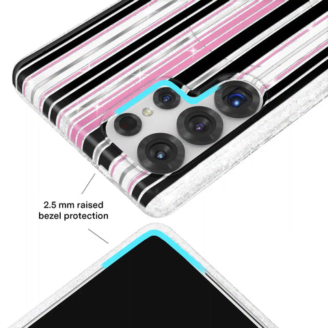 Pretty Punk Stripes Glitter Samsung Case