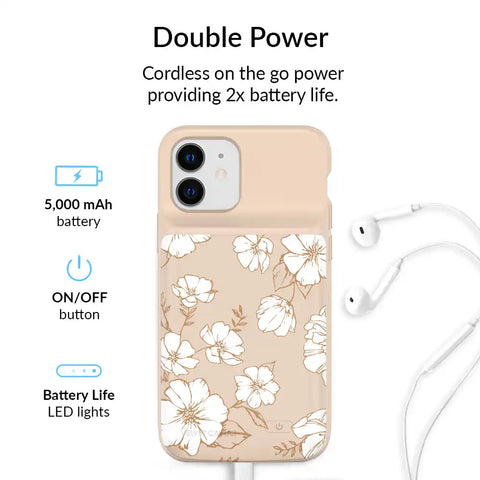 White Floral iPhone Charging Case